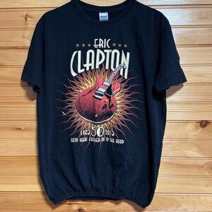 Eric Clapton Fifty Year Tour Elastic Bottom Black Tee Large